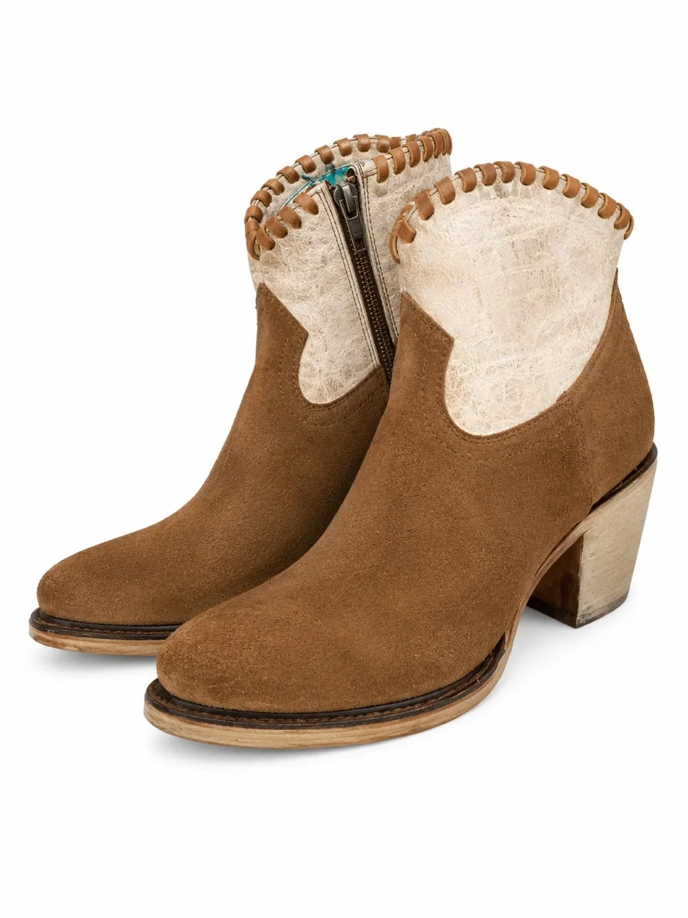 Corral A4276 Women’s 9.5 Woven Sand Leather J-Toe Ankle Cowboy Boots NWOB